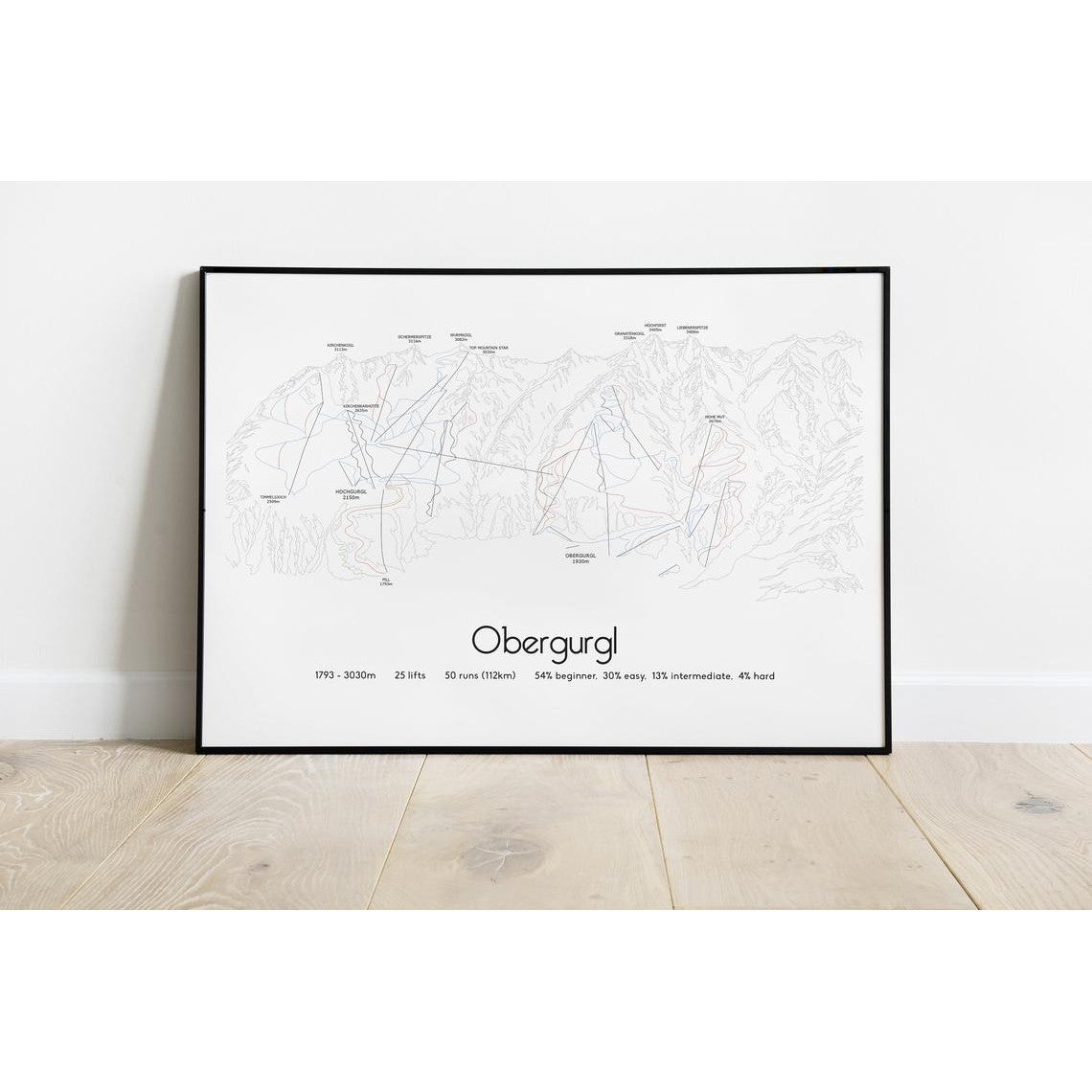 Obergurgl Piste Map Wall Print Poster | Backcountry Books