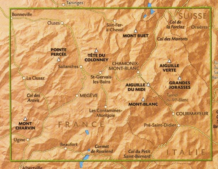 Pays du Mont Blanc Hiking Map | Chamonix, Aravis, Courmayeur