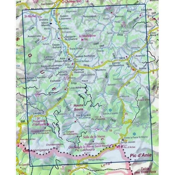 Pyrenees Map IGN 1446 ET Tardet Sorholus