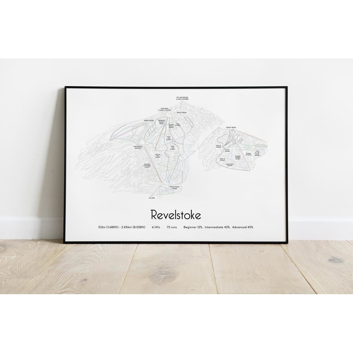 Revelstoke Piste Map Wall Print Poster | Backcountry Books | Bluebell and Moss