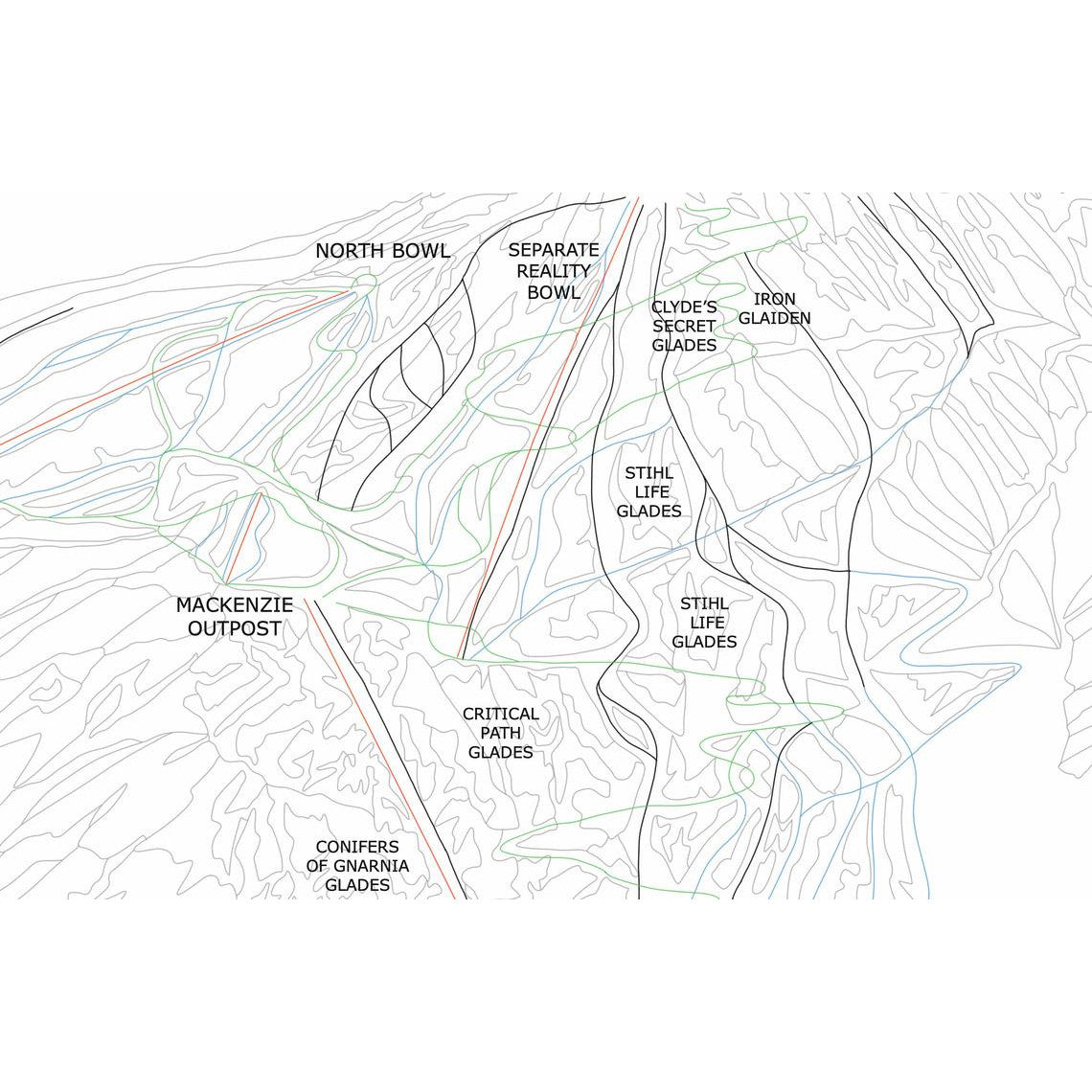 Revelstoke Piste Map Wall Print Poster | Backcountry Books | Bluebell and Moss