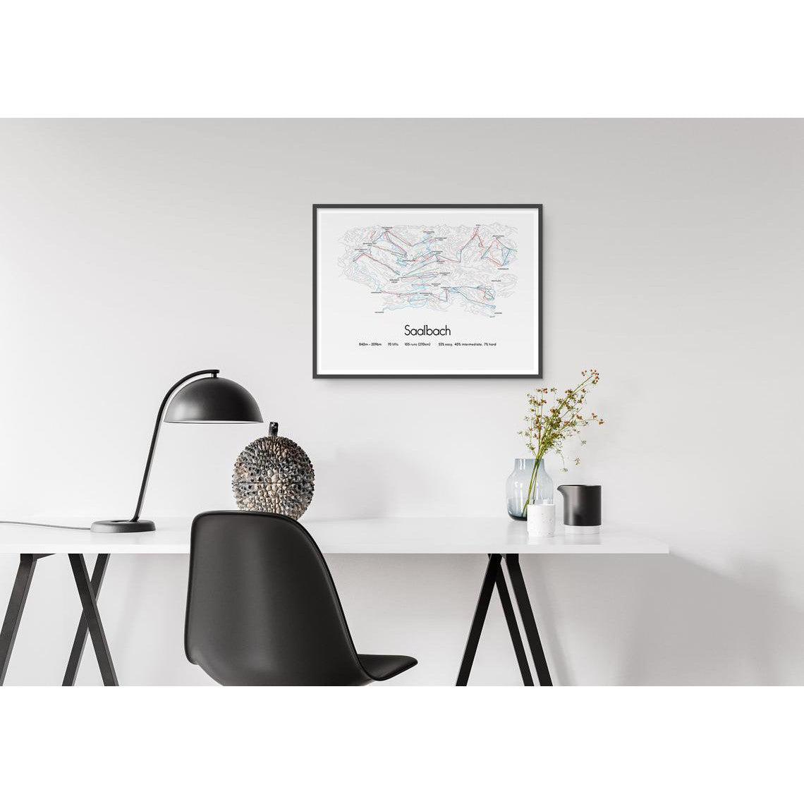 Saalbach Piste Map Wall Print Poster | Backcountry Books