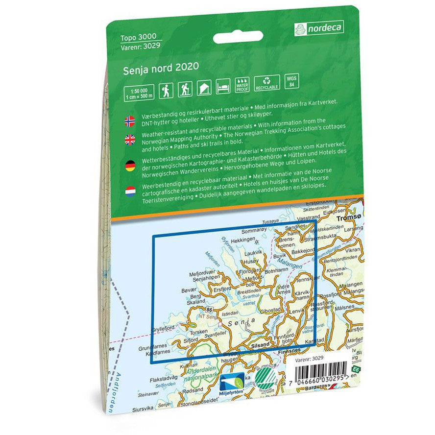 Senja Map Nordeca Topo 3000 Senja Nord  | Backcountry books