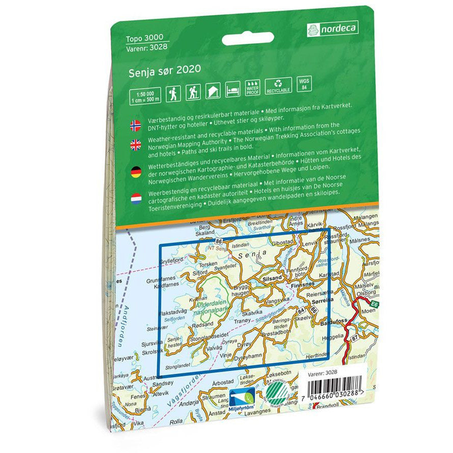 Senja Map Nordeca Topo 3000 Senja Sor | Backcountry Books