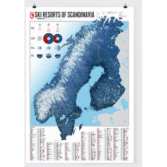 Ski Resorts of the Scandinavia Wall Map | Marmota Maps