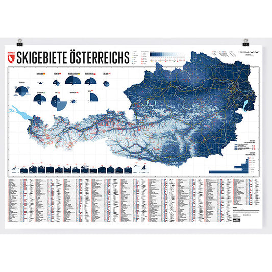 Ski Resorts of Austria Wall Map | Backcountry Books | Marmota Maps