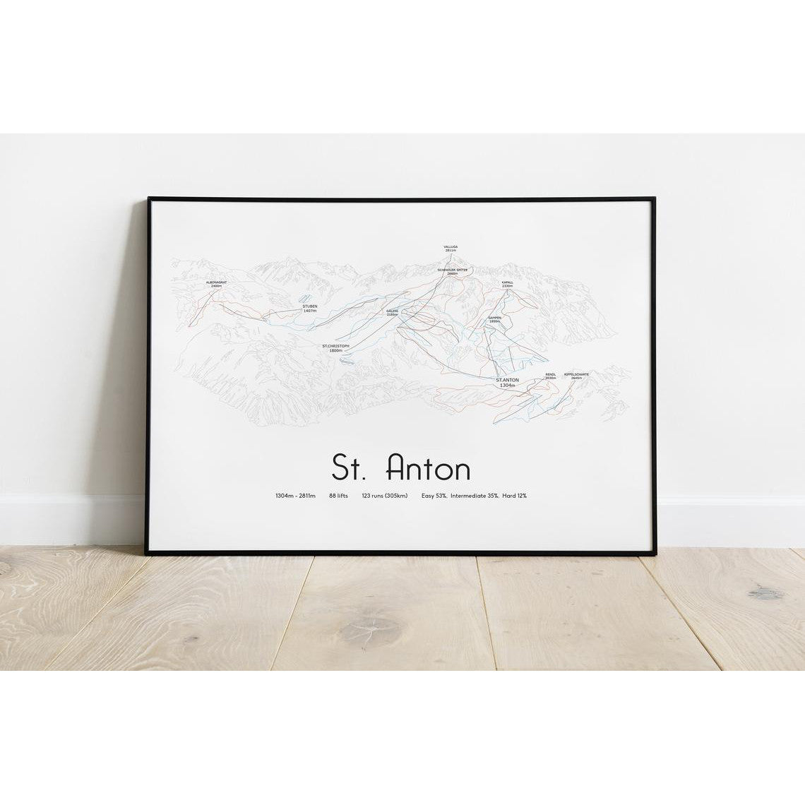 St Anton Piste Map Wall Print | Backcountry Books