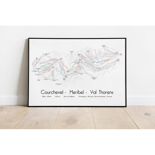 Three Valleys Piste Map Wall Print | Backcountry Books