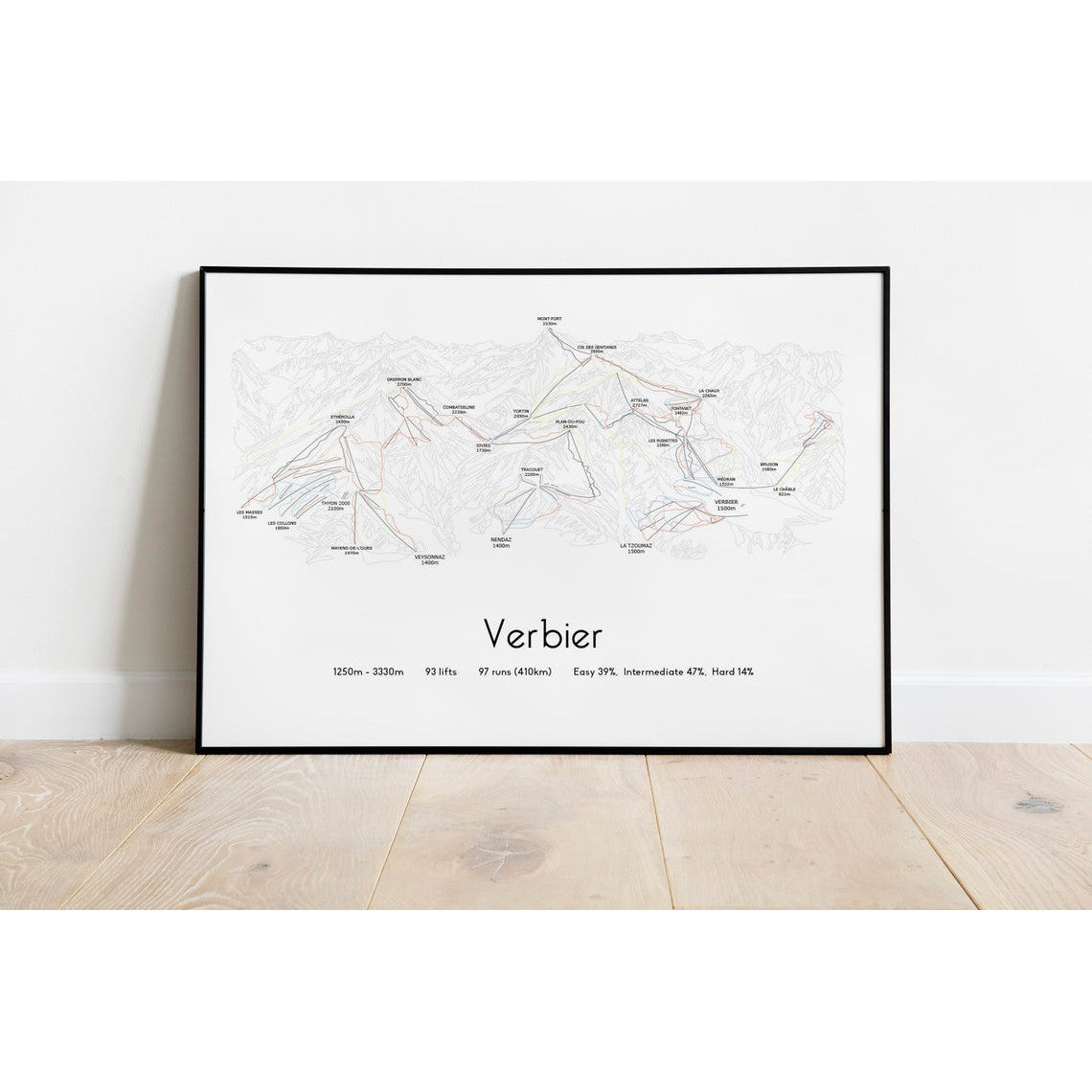 Verbier Piste Map Ski Wall Print Poster | Backcountry Books