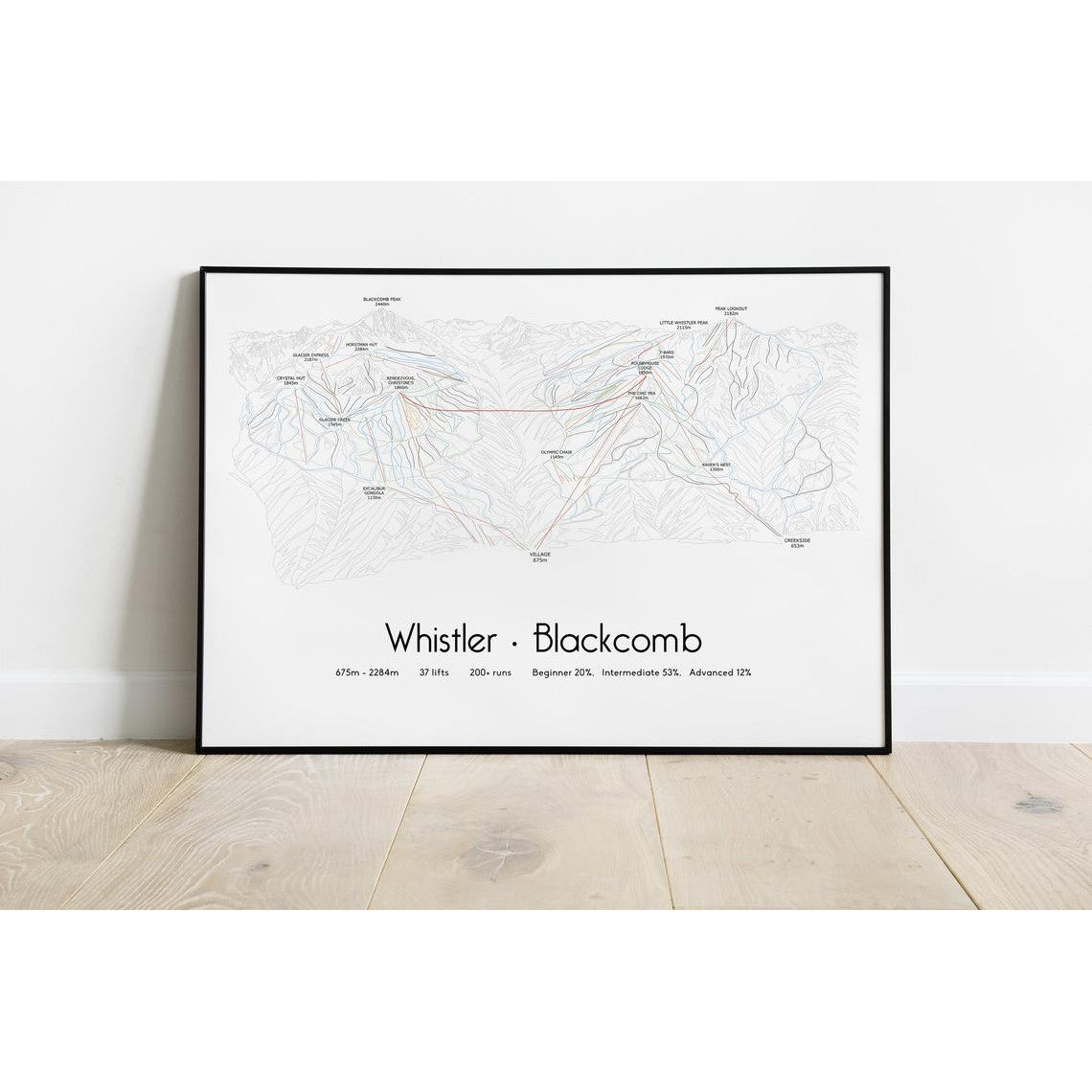 Whistler Blackcomb Piste Map Wall Print | Backcountry Books