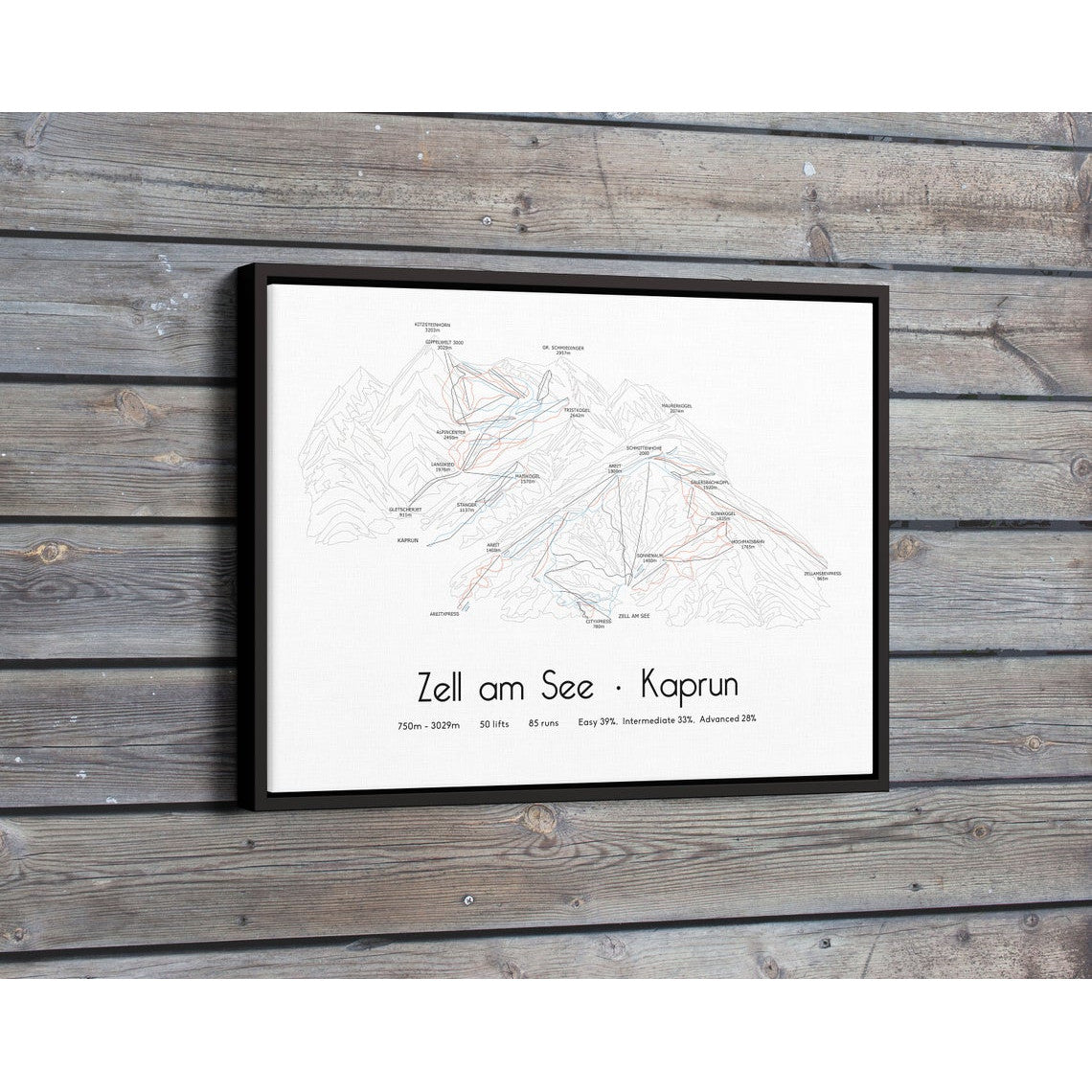 Zell am See Kaprun ski piste map wall print poster | Backcountry Books