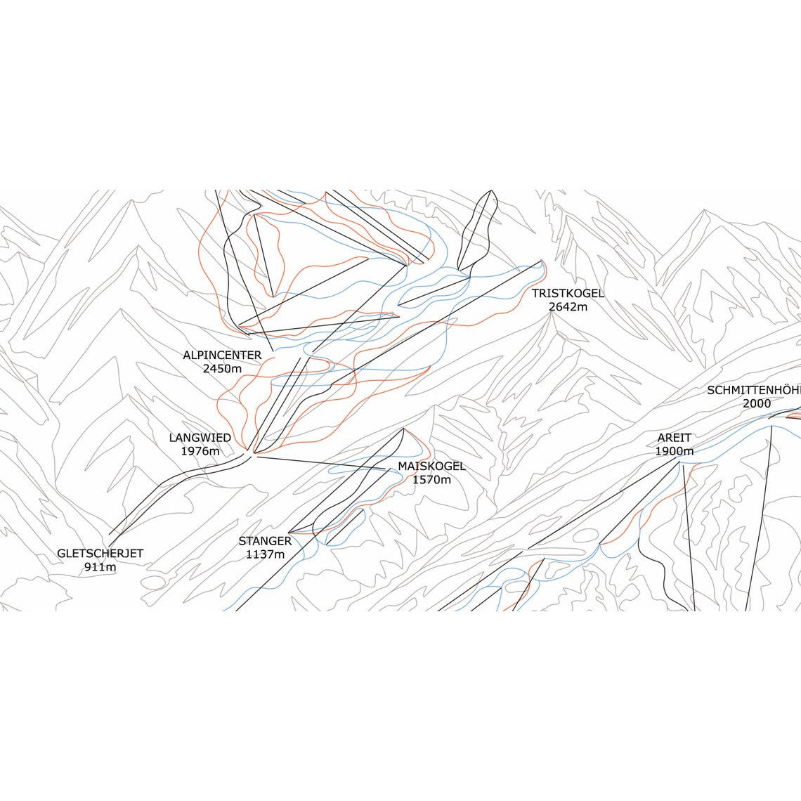 Zell am See Kaprun ski piste map wall print poster | Backcountry Books